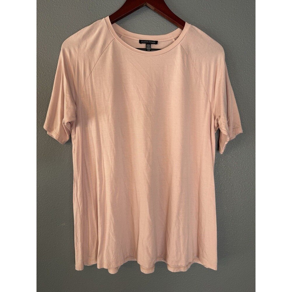 Eileen Fisher Medium M Blush Pink Tencel Lyocell Knit Raglan Sleeve Tee Top